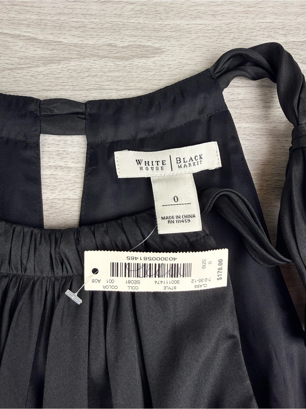 WHBM 100% Silk Tie Shoulder Bow A-Line Dress Sz 0 Old money Cocktail Black - Picture 8 of 11